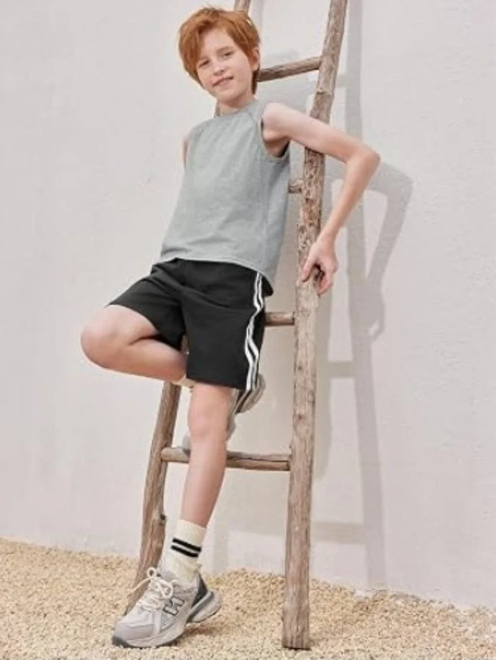 Boys Tank Top Athletic Sleeveless Crewneck T-Shirts Kids Gray